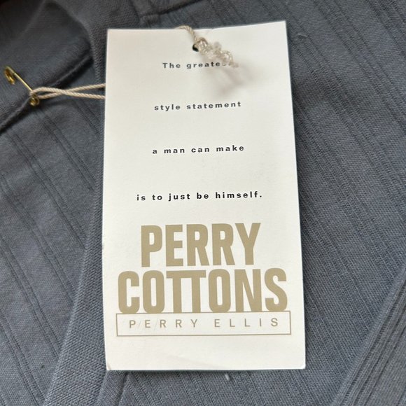 NWT Grey Perry Ellis Rib Knit V neck T - Picture 6 of 7